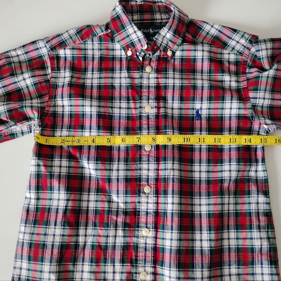 Ralph Lauren Button Down Poplin Red Shirt Plaid Classic Preppy Size Boys Small/8 - Picture 6 of 10
